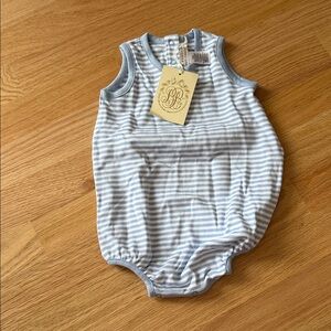 The Beaufort Bonnet Company Blue and White Striped Bodysuit bubble 0-3 months